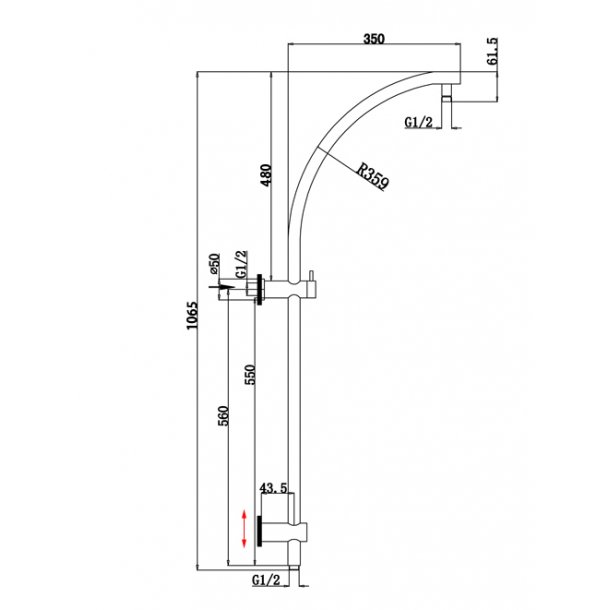 OX2128.SH.N+OX0119.SH+OX-R2.HHS 8' Round Black Shower Station Top Inlet