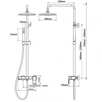 BUG2186.SH 8'' Round Brushed Gold Adjustable Rail Shower Station With Diverter Bottom Inlet AQ