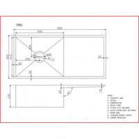 TWM4 960x450x230mm 1.2mm Handmade Top-Undermount Single Bowl Kitchen Sink AQ