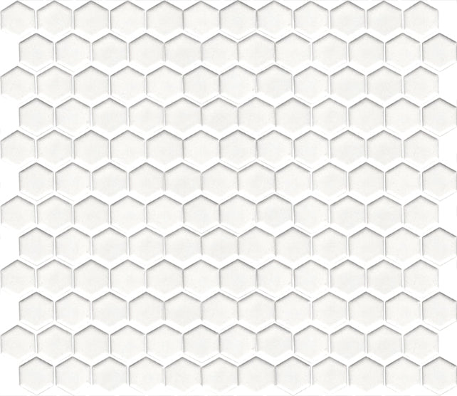 AC-0994S25X25 HEXAGON WHITE GLOSS/MATT MOSAICS