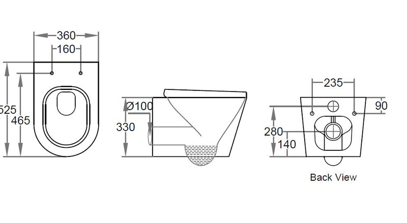 BTW Flush Down Wall Hung Pan Avis Rimless Wall Hung Pan AIS302RWHP