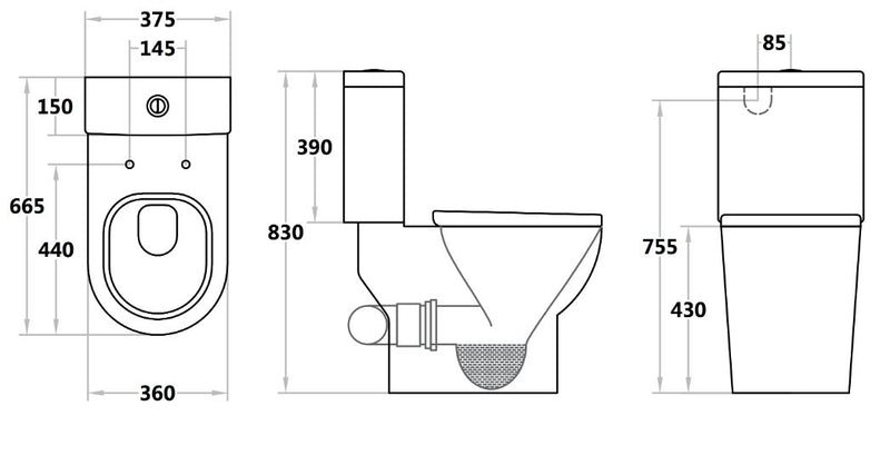 Special Care Toilet Bela Skew Toilet Suite BE018