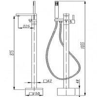 OX0117.BS Black Freestanding Bath Mixer With Hand held Shower AQ