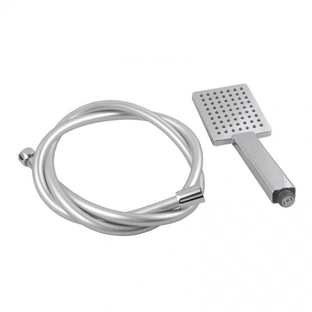 CH-S2.HHS+PVC Square Chrome ABS Rainfall Handheld Shower Head With 1.5m PVC Hose AQ