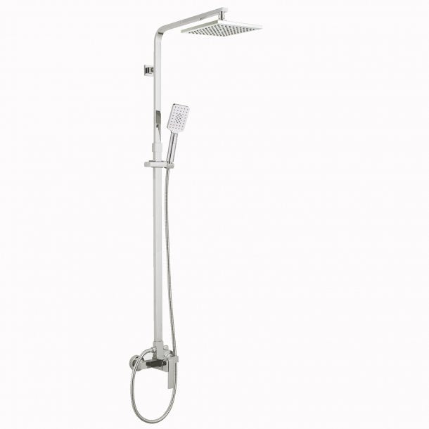 CH2123.SH.N+CH0115.SH+CH-S8.HHS 8' Square Chrome Bottom Water Inlet Shower Station AQ