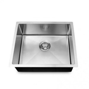 CH4444R.KS 1.2mm Round Corner Stainless Steel Handmade Single Bowl Top-Flush-Undermount Kitchen-Laundry Sink 440x440x205mm AQ