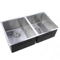 CH7745R.KS 1.2mm Handmade Double Bowls Top-Undermount Kitchen-Laundry Sink 770x450x215mm AQ