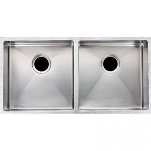 CH8644R.KS 1.2mm Handmade Double Bowls Top-Undermount Kitchen Sink Round Corner 865x440x200mm AQ