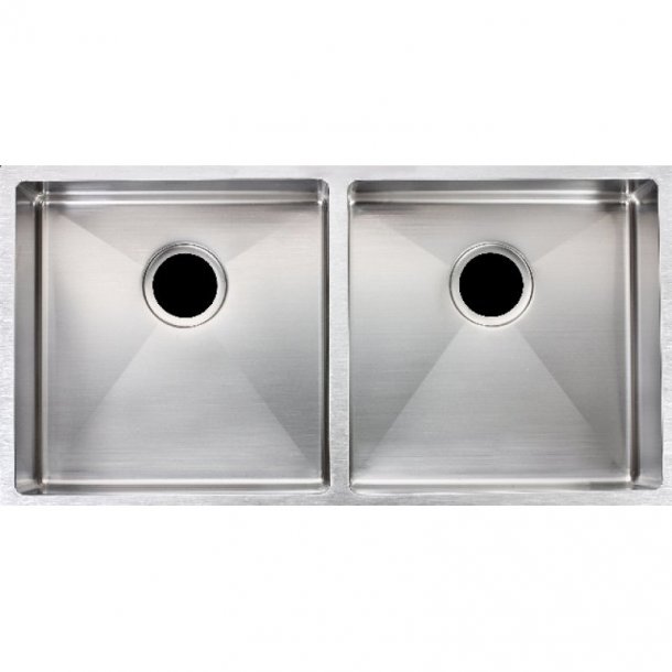 CH8644R.KS 1.2mm Handmade Double Bowls Top-Undermount Kitchen Sink Round Corner 865x440x200mm AQ