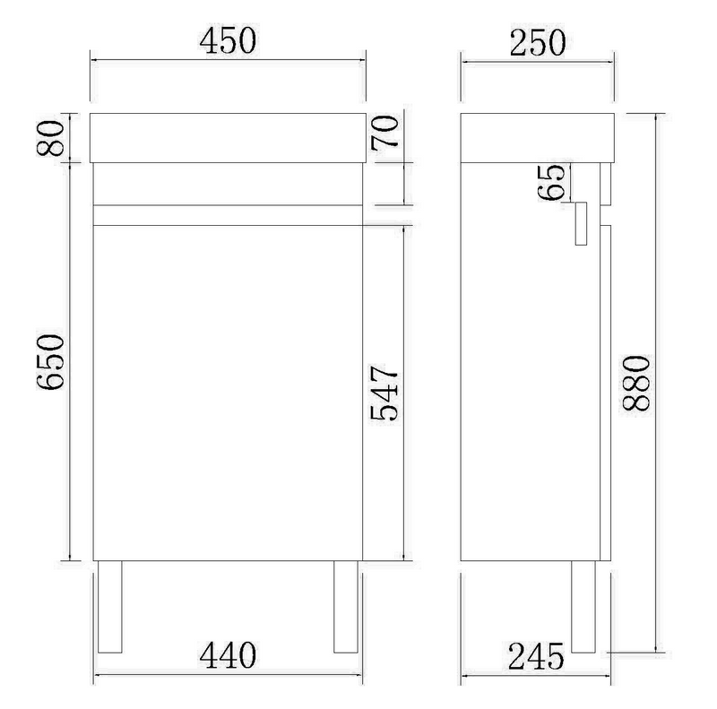 EV42L-LG-EVIE OAK PVC MINI VANITY EV42L-LG-drawing