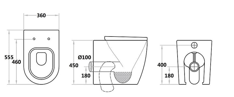 Elvera Rimless Flushing Wall Faced Pan Elvera Wall Faced Pan EL107WFP