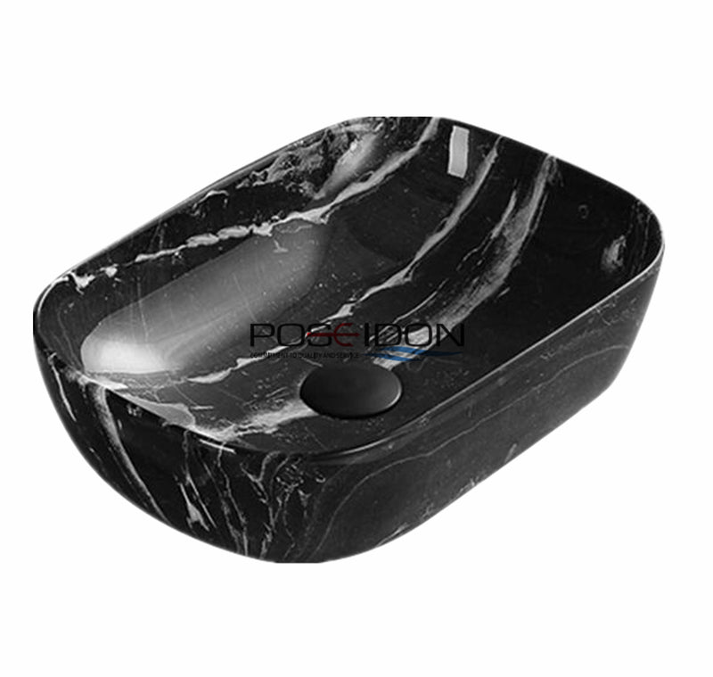 Fine Ceramic Basin Gloss Black Marble PA4532BM