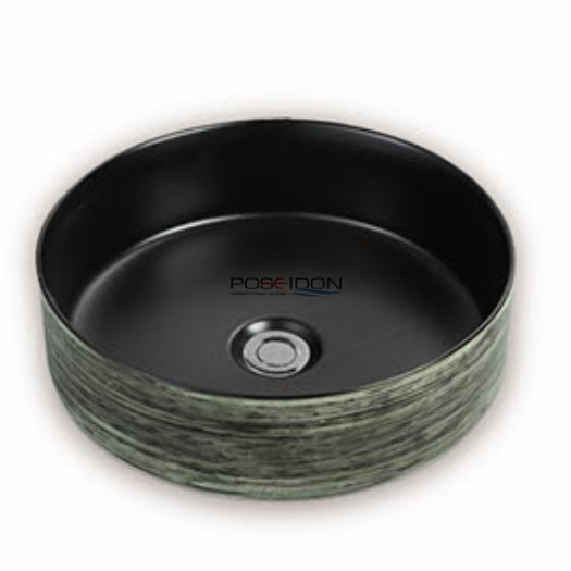 Fine Ceramic Basin Matte Black & Green PA3535GB