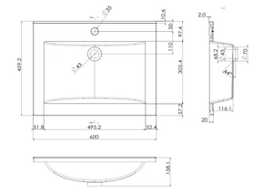 Sheet Material Compound Moulded Basin GB6046