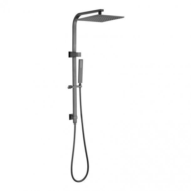 GM2130.SH 10'' Square Gun Metal Grey Shower Station Top Water Inlet AQ