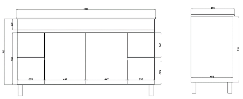 M154L White ployurethane MDF – Standard Vanity