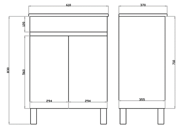 M63LG White ployurethane MDF – Narrow Vanity