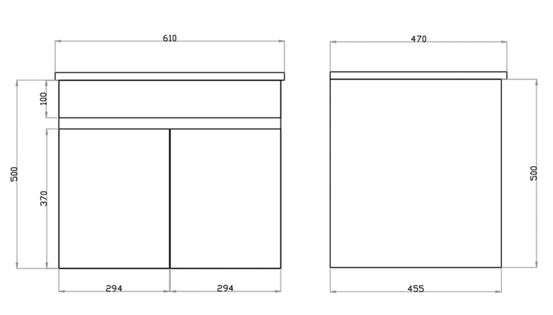 White ployurethane MDF – Standard Vanity MF64WH-L