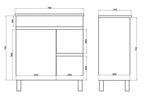 MF73RLG-L White ployurethane MDF – Narrow Vanity