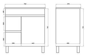 White ployurethane MDF – Standard Vanity MF74LLG-L