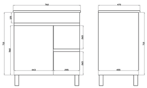 White ployurethane MDF – Standard Vanity MF74RLG-L