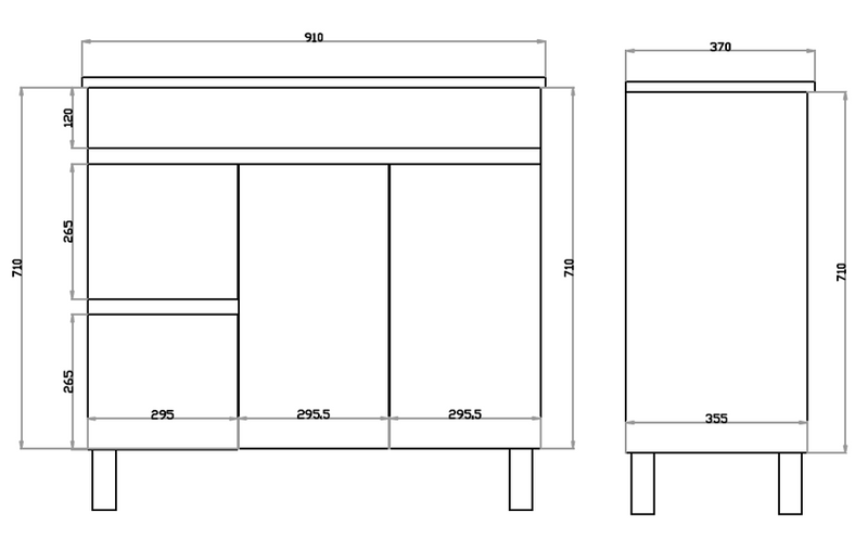 White ployurethane MDF – Narrow Vanity MF93LLG-L