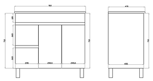 White ployurethane MDF – Standard Vanity MF94LLG-L