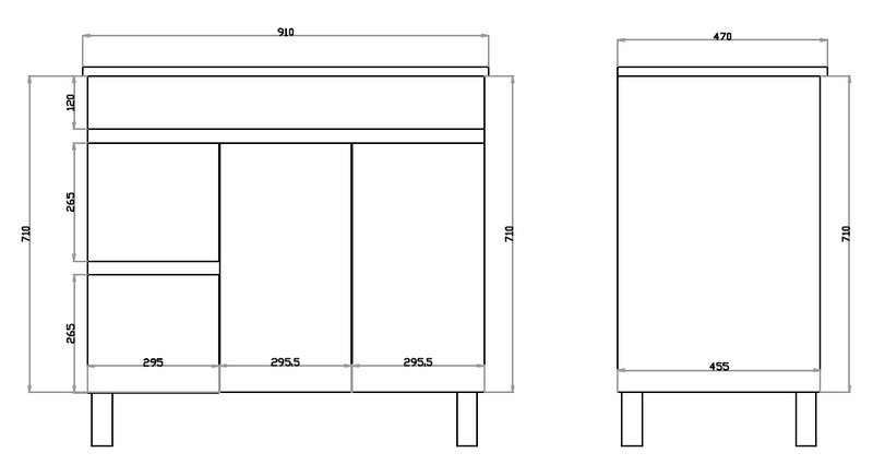 White ployurethane MDF – Standard Vanity MF94LLG-L