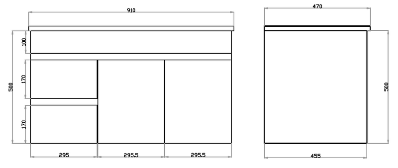 White ployurethane MDF – Standard Vanity MF94LWH-L