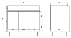 White ployurethane MDF – Standard Vanity MF94RLG