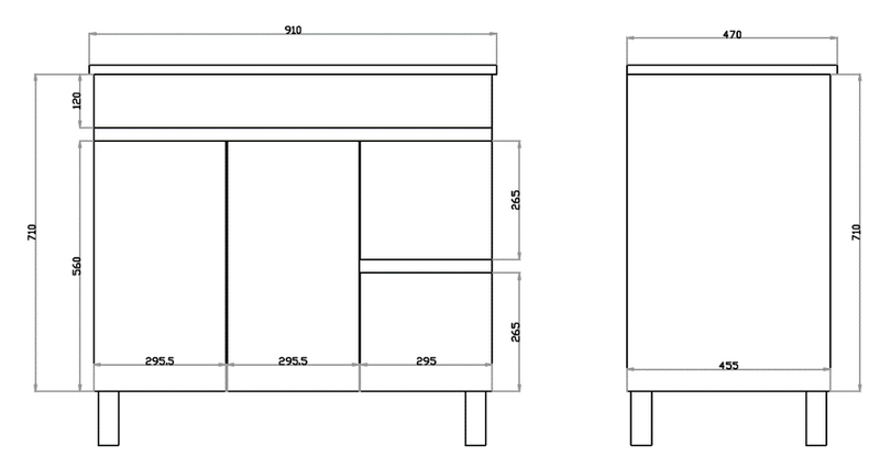 White ployurethane MDF – Standard Vanity MF94RLG