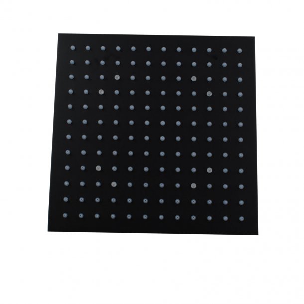 OX0110.SH Square Black LED Rainfall Shower Head 250mm AQ