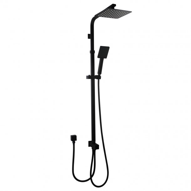OX2125.SH.N+OX0100.SH+OX-S2.HHS Square Matte Black Shower Station Top-Bottom Inlet AQ