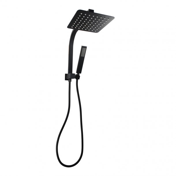 OX2140.SH.N+OX0100.SH+OX-S5.HHS Square Black Shower Station Top Water Inlet AQ
