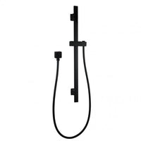 OX2145.SH.N Square Black Wall Mounted Sliding Rail with Water Hose & Wall Connector Only AQ