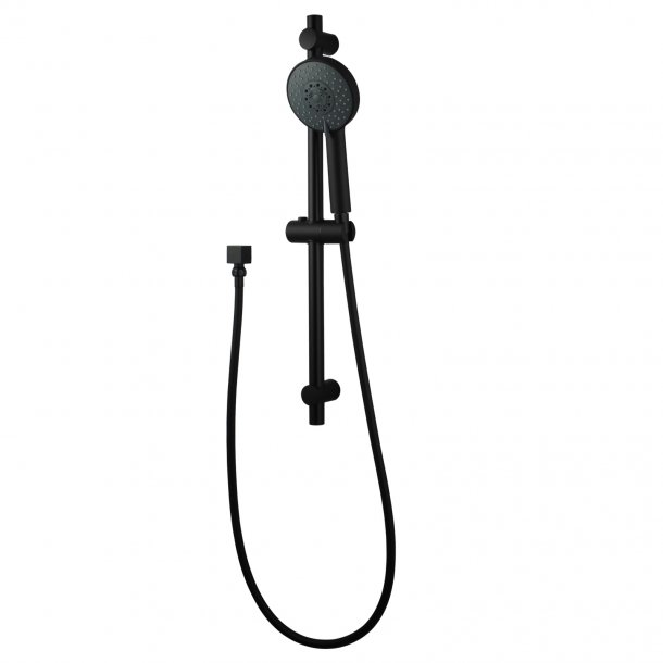 OX2146.SH.N+OX-R3.HHS Round Black 5 Functions Hand held Shower Set With Rail AQ