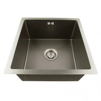 OX4444R.KS 1.2mm Dark Grey Stainless Steel Handmade Single Bowl Top-Undermount Kitchen-Laundry Sink 440X440X205mm AQ