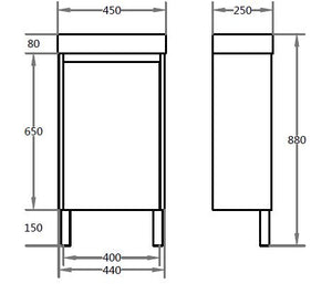 P42RLG WH-CTite ployurethane PVC – Narrow Vanity PF450LG-L-1