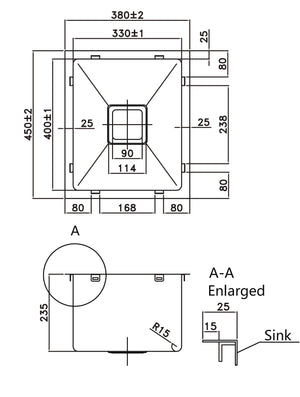 Hand Made Stainless Steel Kitchen Sink PKSS-380S