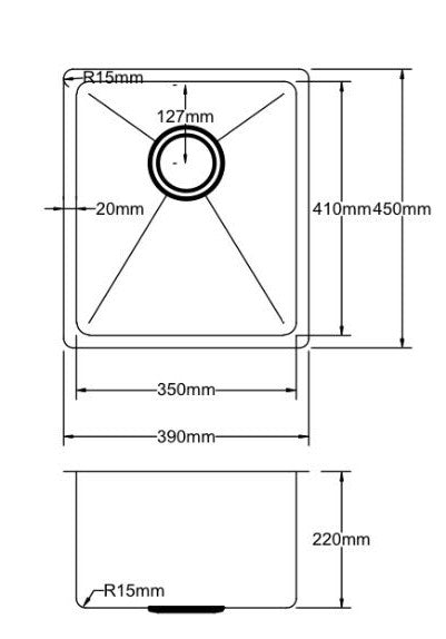 Hand Made Stainless Steel Kitchen Sink PKSS-390R