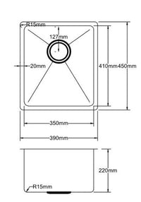 Hand Made Stainless Steel Kitchen Sink PKSS-390R