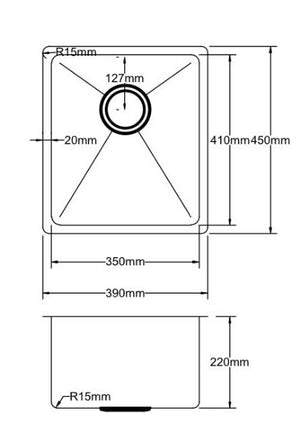 Hand Made Stainless Steel Kitchen Sink PKSS-390R