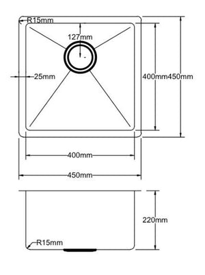 Hand Made Stainless Steel Kitchen Sink PKSS-450R