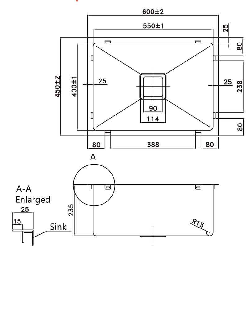 Hand Made Stainless Steel Kitchen Sink PKSS-600S