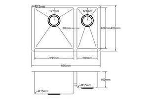 Hand Made Stainless Steel Kitchen Sink PKSS-660DR