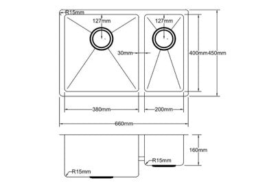 Hand Made Stainless Steel Kitchen Sink PKSS-660DR