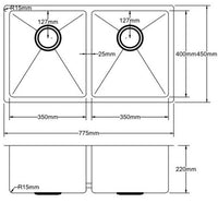 Hand Made Stainless Steel Kitchen Sink PKSS-775DR