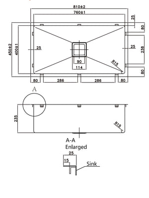 Hand Made Stainless Steel Kitchen Sink PKSS-810S