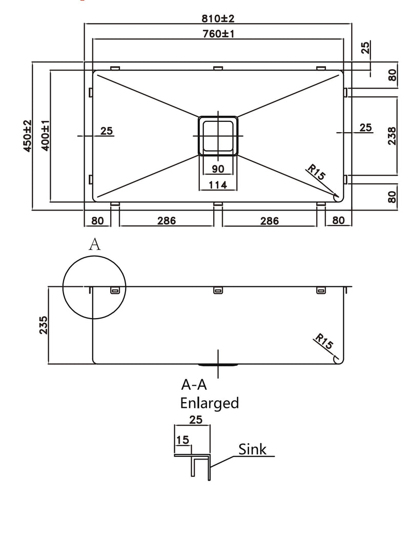 Hand Made Stainless Steel Kitchen Sink PKSS-810S