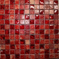 POMPEIRED-#2.3X2.3 (30cm) Red StoneGlass On Mesh